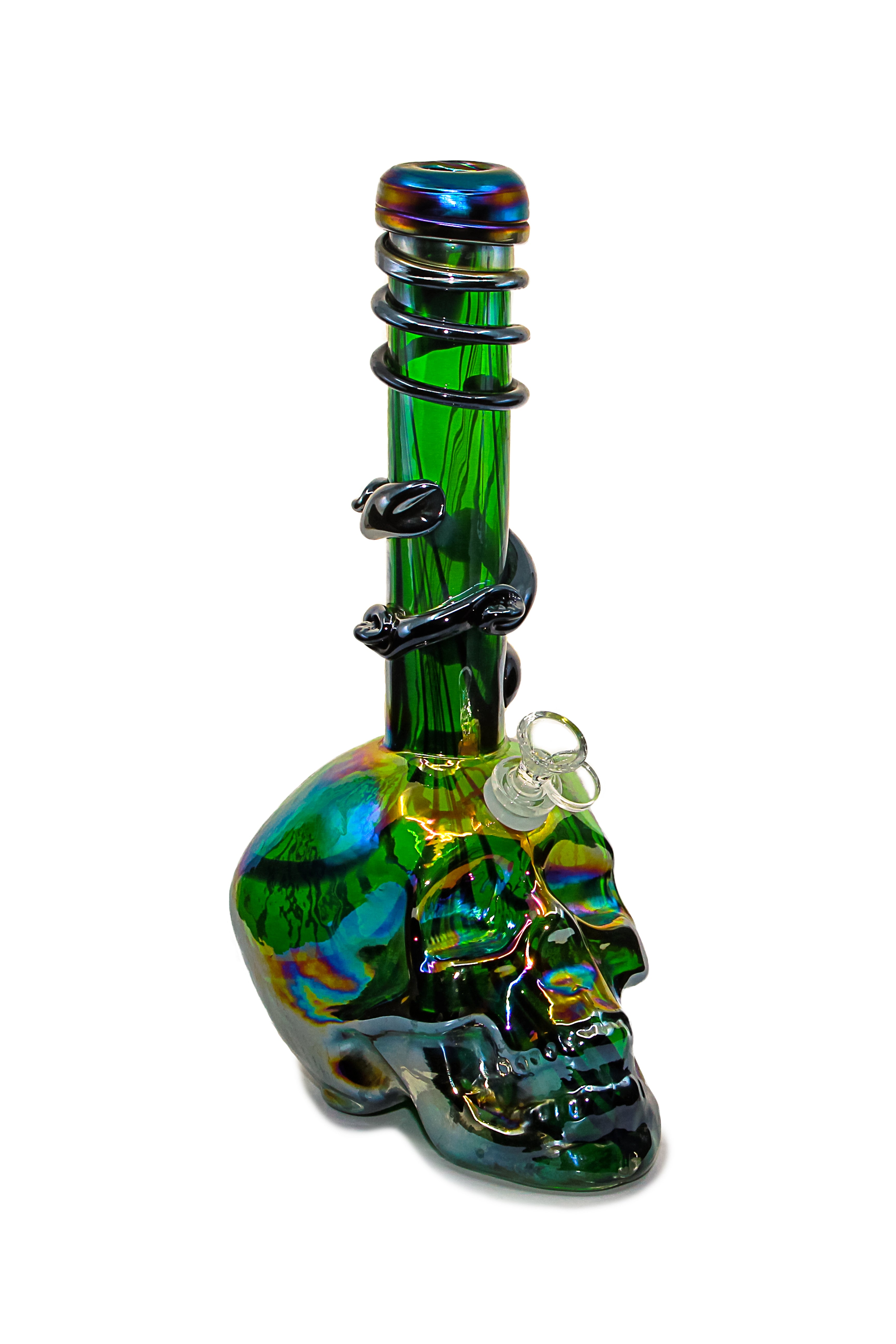 14" Skull Glass-On-Glass Soft-Glass Water Pipe