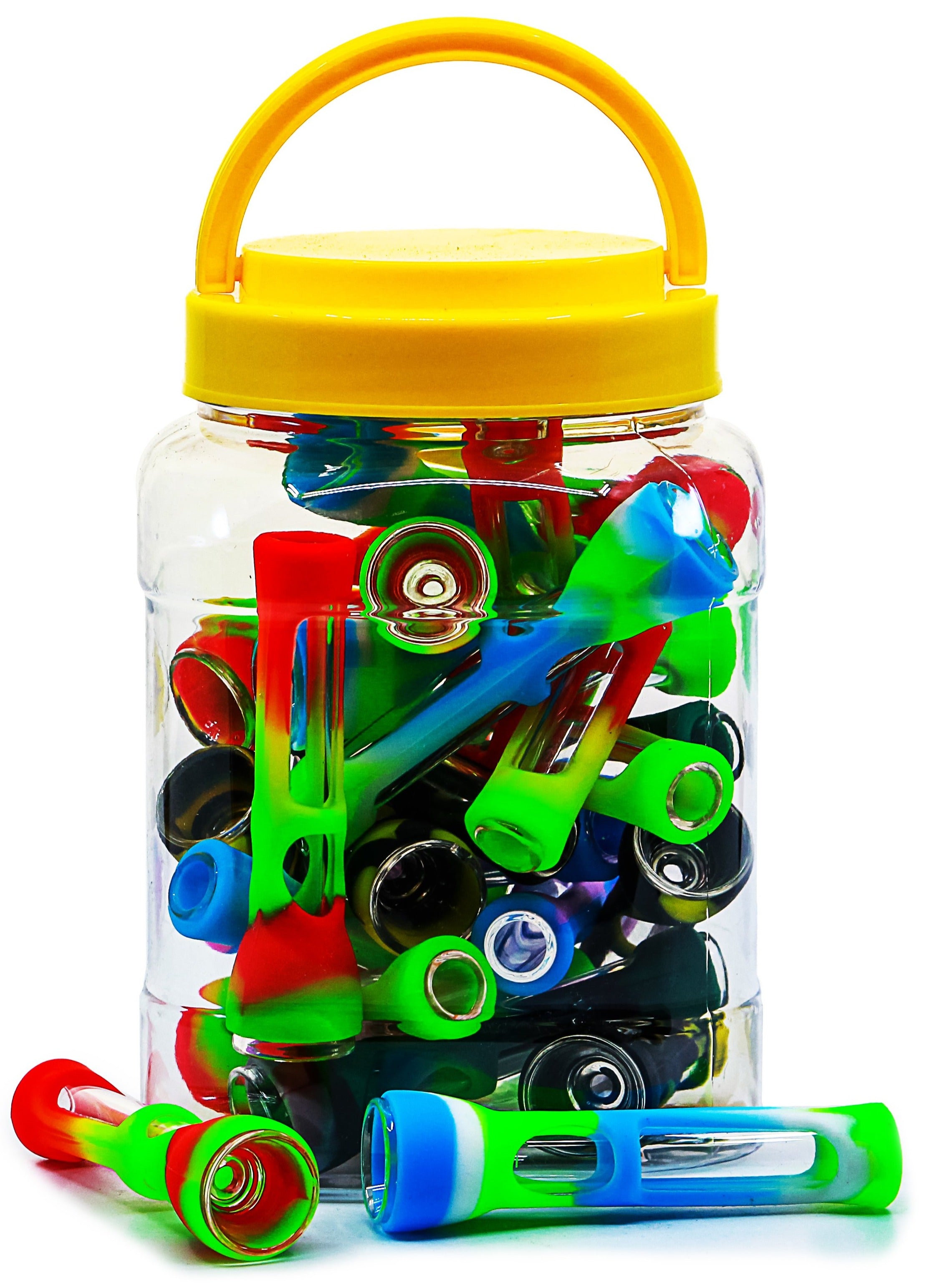 Jar of 24 Glass Chillums w/ Silicone Cover - Buy More Save More (24 = $3.12 each)