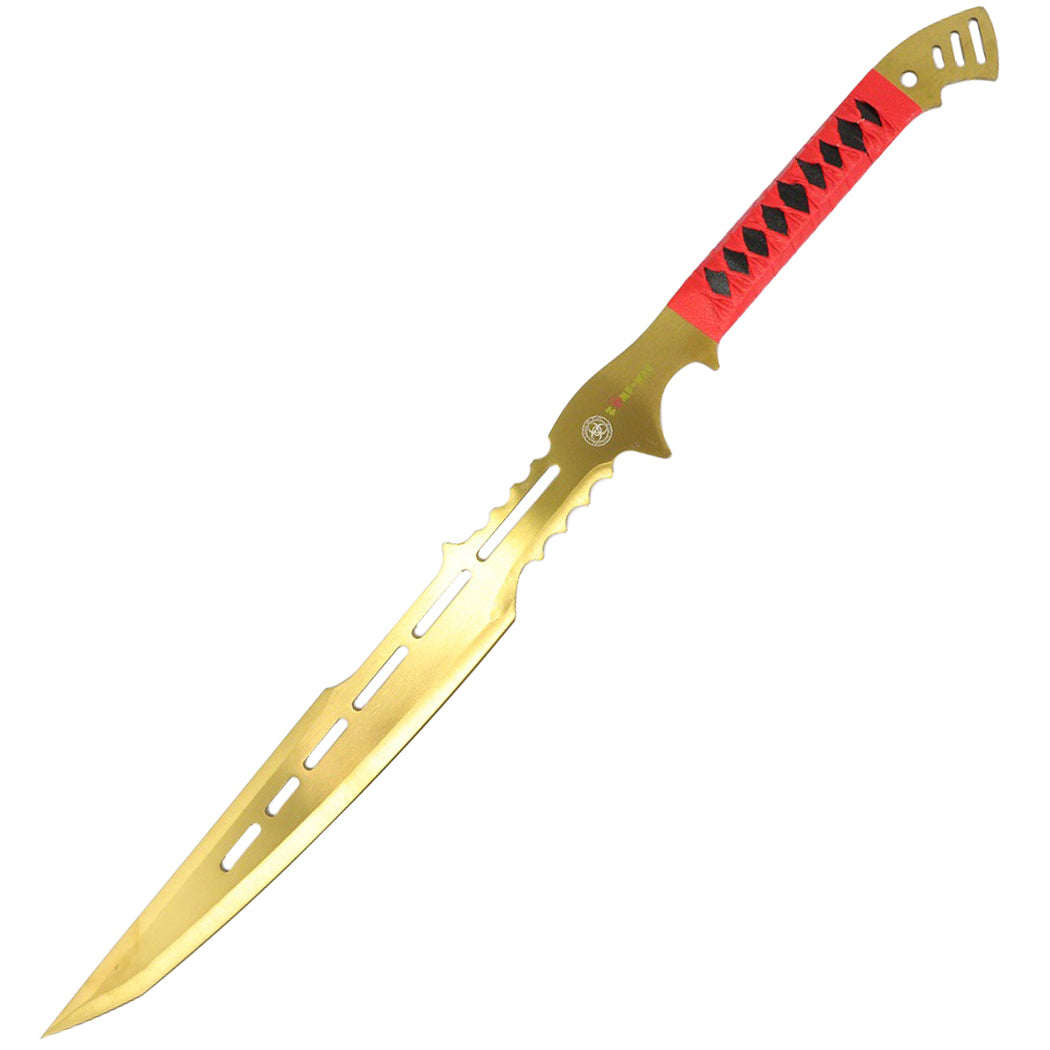 28" Zomb-War Full Tang Stainless Steel Swords Gold Color