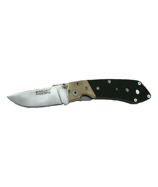 Black Ridged Tri Circle Handle Knife