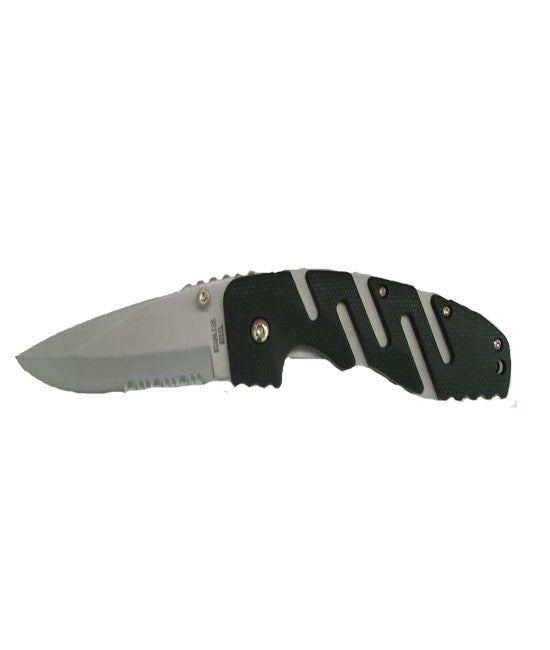 Black Ridged Alternating SIlver Lined Switchblade