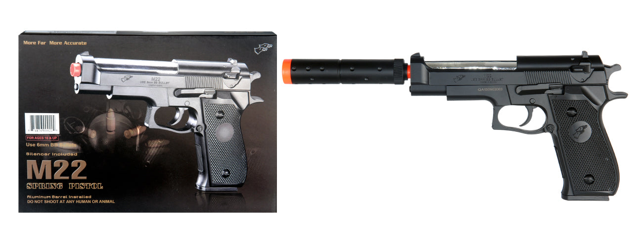 SM22 Plastic Spring Airsoft Pistol w/ Silencer