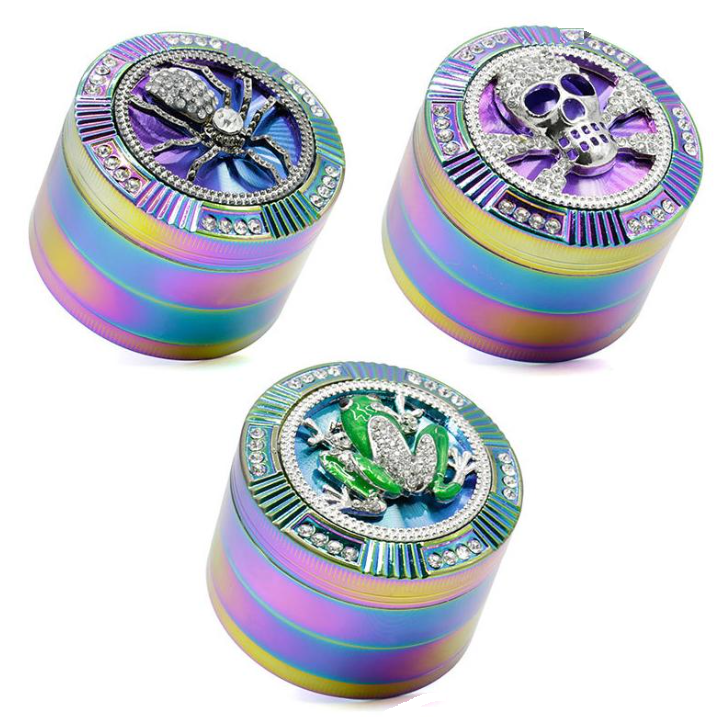 52MM FANCY DESIGS METAL TOBACCO GRINDER (BOX OF 12CT)