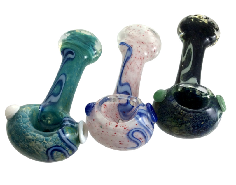 3" Frit Pastel Flat Mouth Glass Hand Pipe