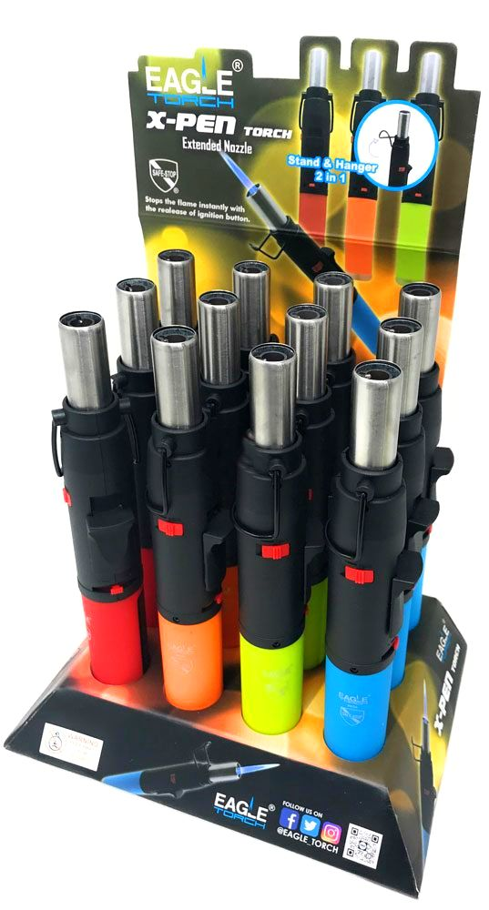 Eagle Pen Torch X-Pen w/ Extended Nozzle 2 in 1 Hanger Stand 12pk