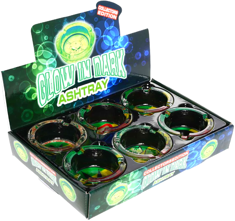 Collector's Edition Glow In The Dark Mix Rasta Glass Ashtray