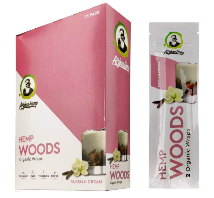 AFGHAN HEMP WOODS ORGANIC WRAPS 25 PACK -TOBACCO FREE