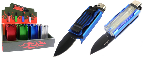 Defender 12PC Set Lighter Holder Open Folding Pocket Knife EDC Multi-Tool Belt Clip