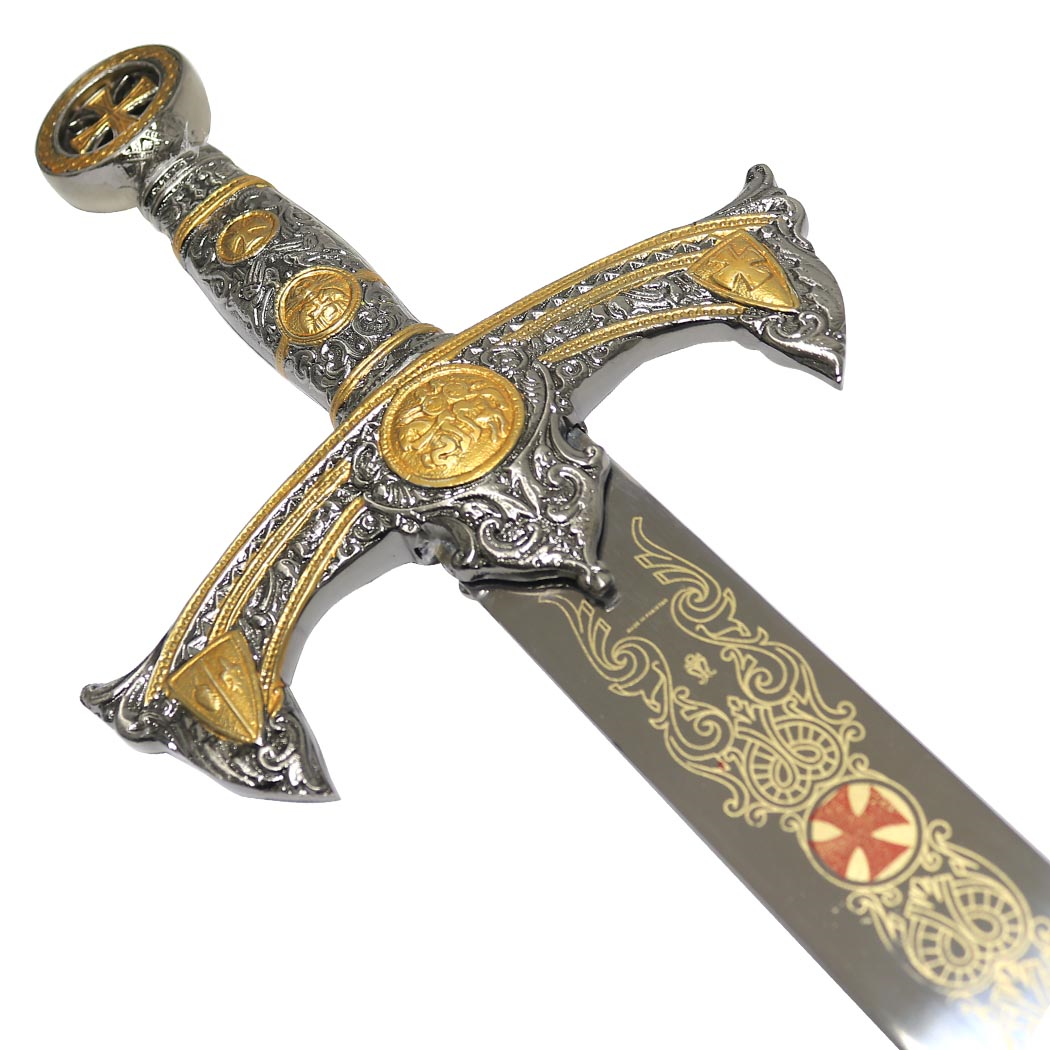 Defender 41" Red Cross Medieval Fantasy Collectible Sword Detailed Pommel Tusba