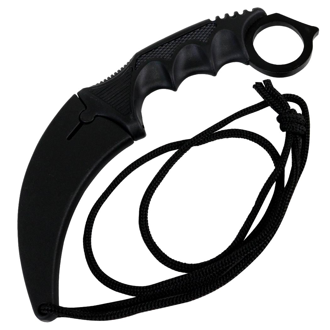 Defender 7.5" All Black Karambit Stainless Steel Tactical Hunting Knife Sheath