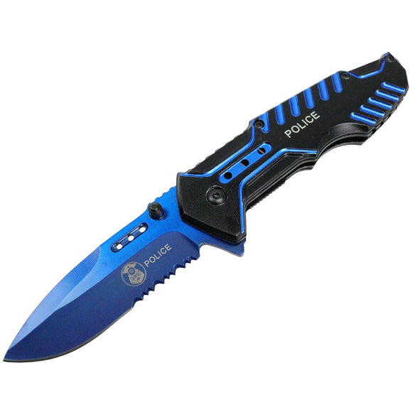 Defender Tactical Blue Spring Assisted Folding Knife 3CR13 Stainless Steel