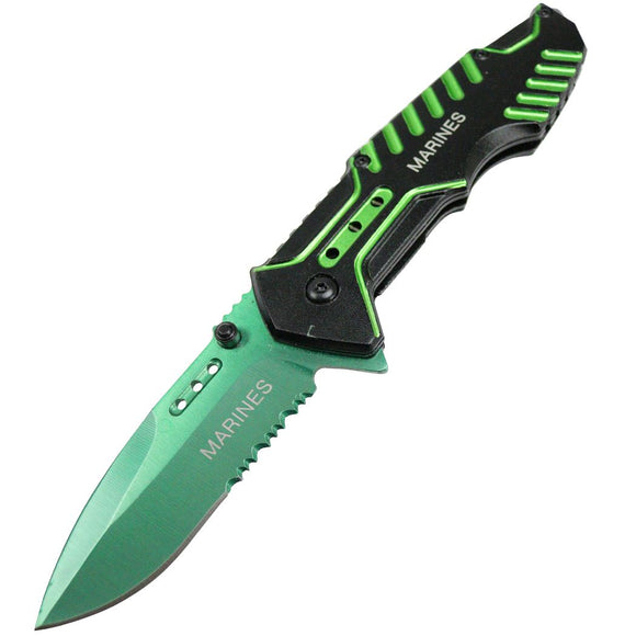 Defender Tactical Green Spring Assisted Folding Knife 3CR13 Stainless Steel