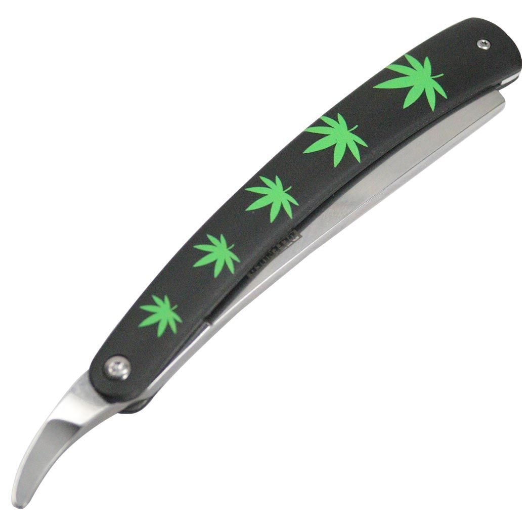 Defender-Xtreme 10" Straight Razor Green Leaf Folding Knife 3CR13 Stainless