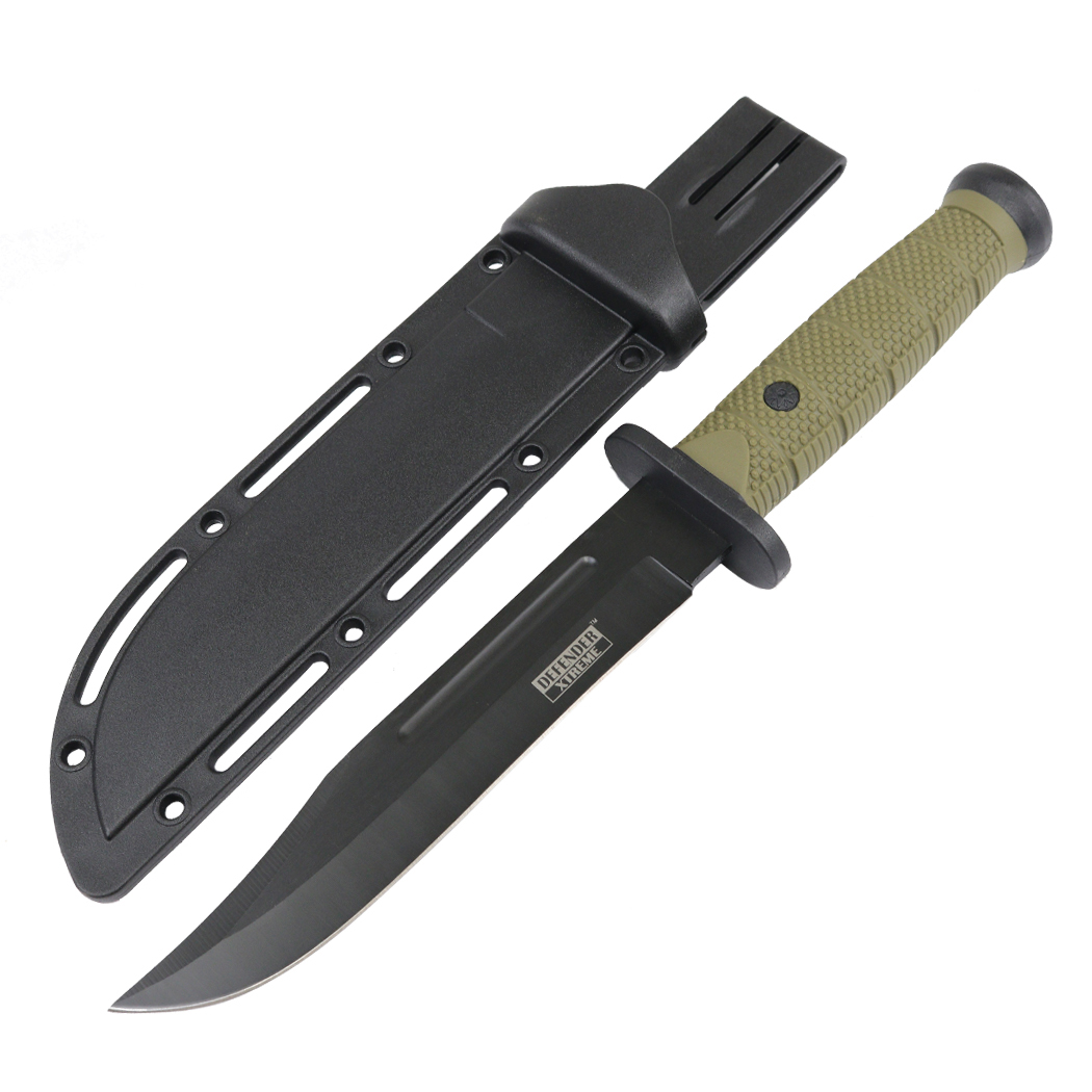 Defender-Xtreme 13" Tactical Hunting Knife ABS Handle 3CR13 Stainless Steel Green