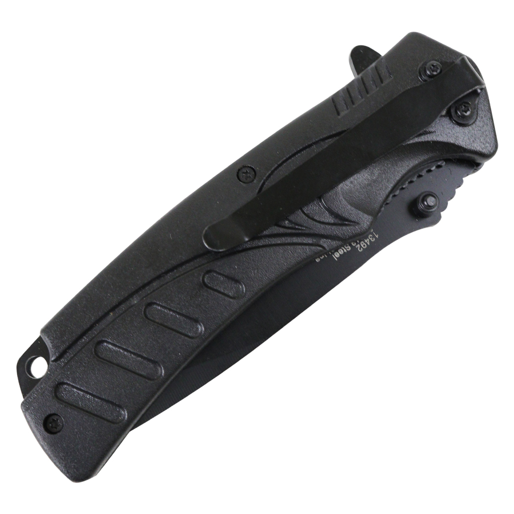 Defender-Xtreme 8.5" Black Spring Assisted Folding Knife Stainless Steel W/ Clip