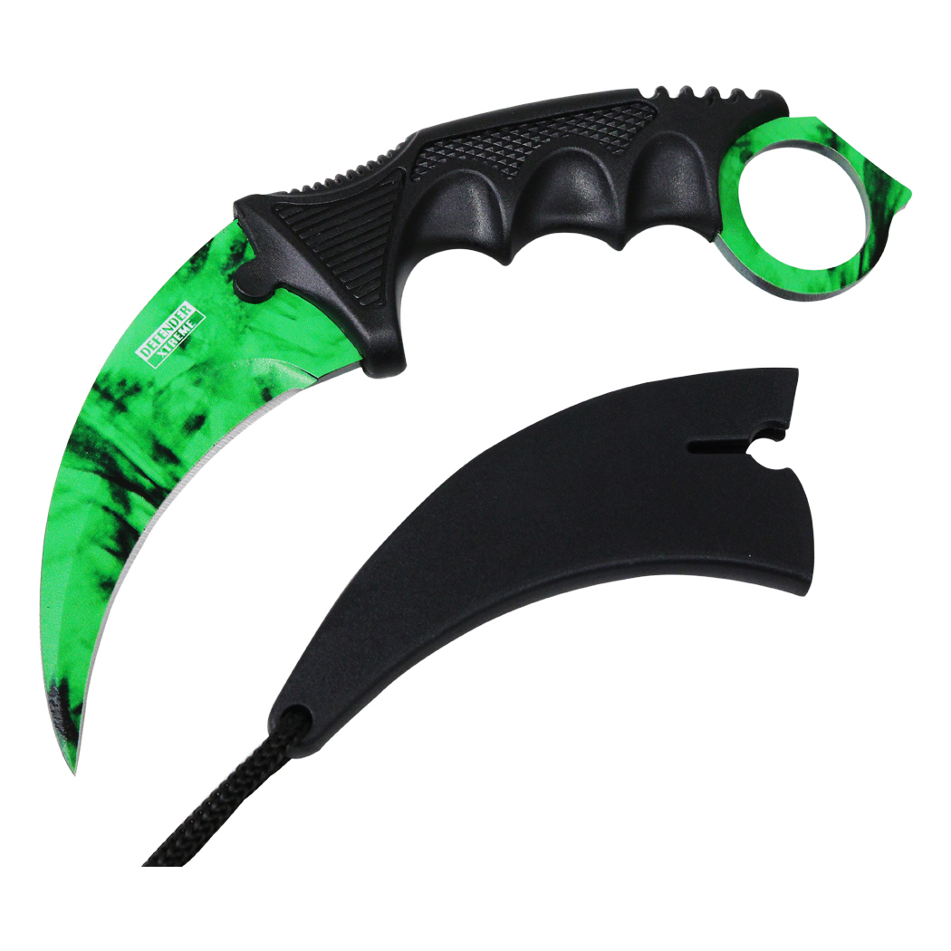 Defender-Xtreme Karambit Green Blade Hunting Knife 3CR13 Stainless Steel