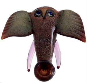 Elephant Head w/ Tusks Glass Figurine Pipe