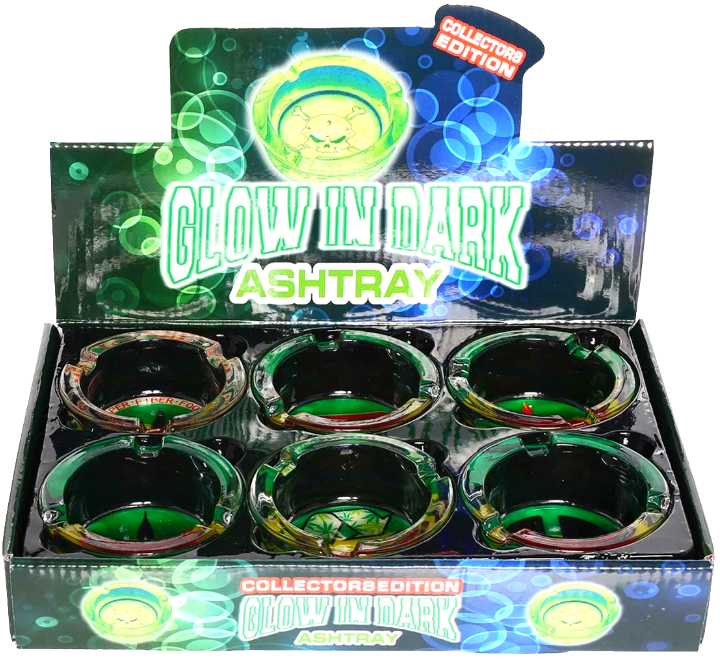 Collector's Edition Glow In The Dark Mix Rasta Glass Ashtray