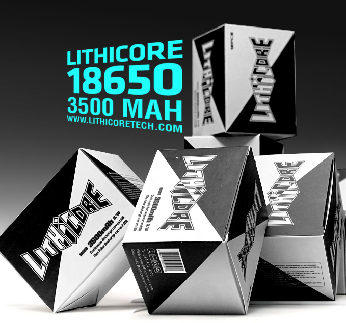 LITHICORE 18650 3500mAh BATTERY BOX OF 12CT