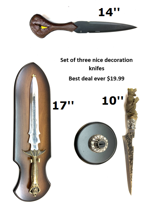 SET OF THREE NICE DECORATION KNIVES