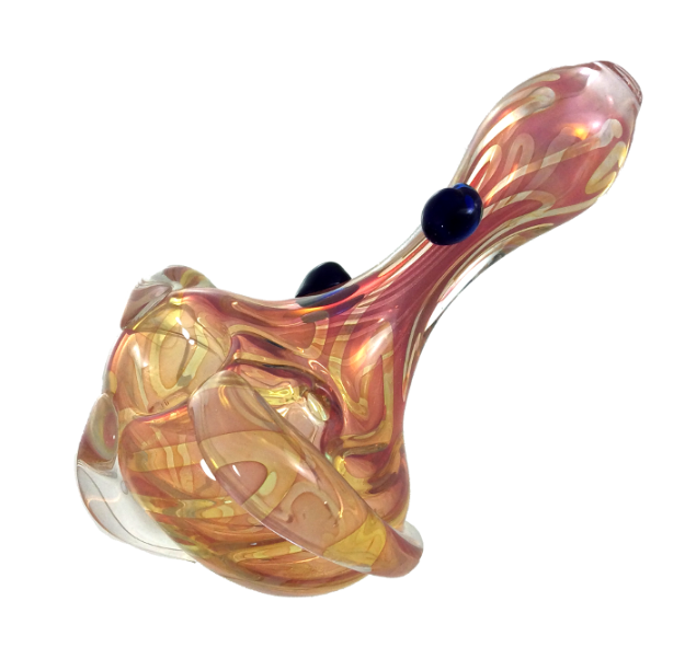 Big Head Pink Gold Fumed Glass Hand Pipe