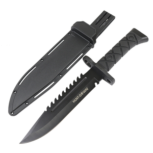 Hunt-Down 14.5" Tactical Hunting Knife ABS Handle 3CR13 Stainless Steel All Black