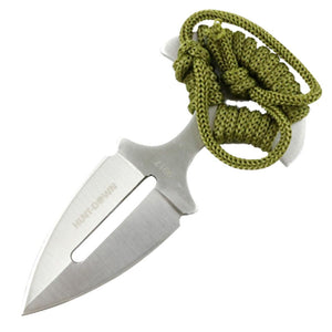 Hunt-Down 5" Push Dagger Hunting Knife with Leather Sheath Green Cord Handle