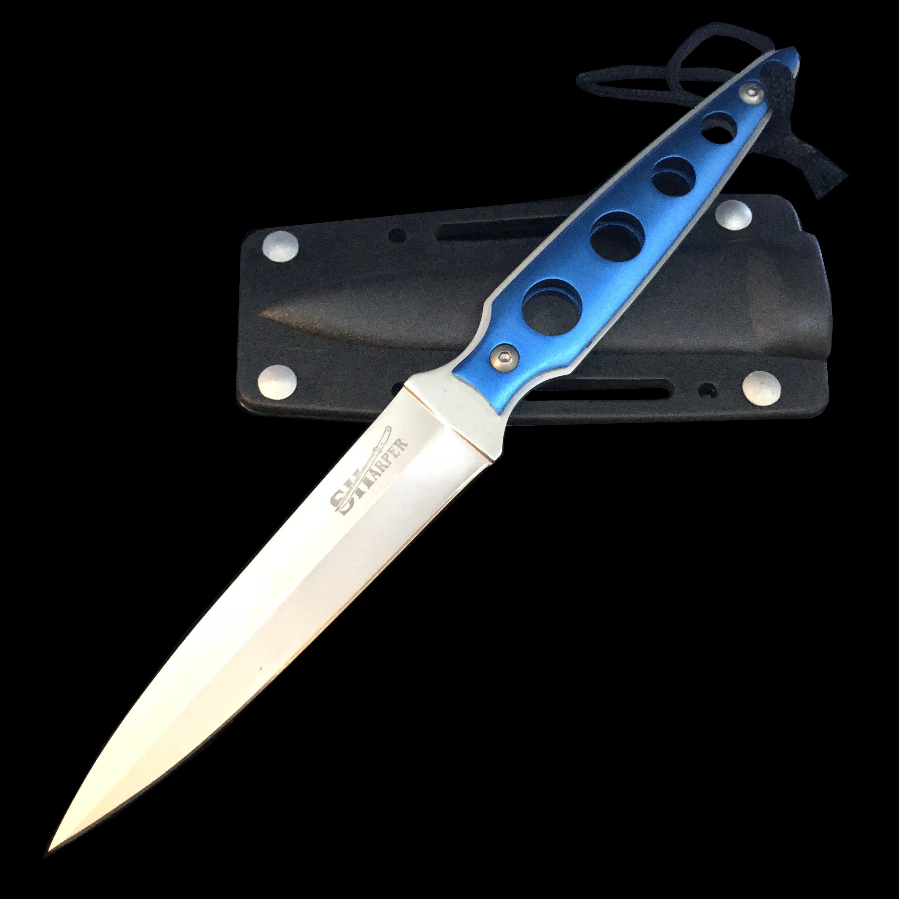 Hunting knife with plastic belt clip sheath.