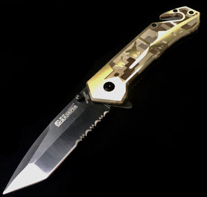 Golden Fighter Planes Spring Assisted Knife