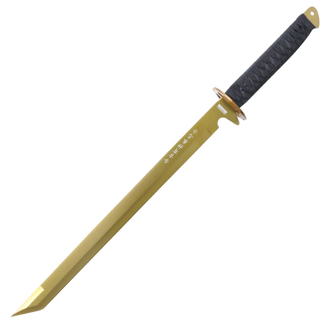 27"  Stainless Steel Gold Blade Sword with Sheath