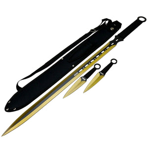 27" / 7.5" Gold 2 Tone Blade Sword with Sheath Stainless