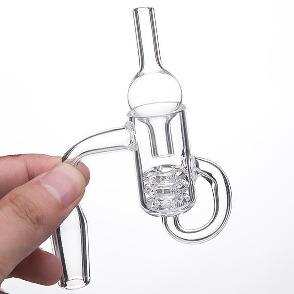 14mm Female Quartz Banger w/ Removable Diamond Knot + Free Carb Cap