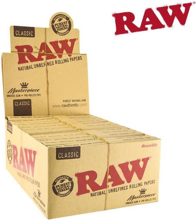 Raw Masterpiece King Rolling Papers w/ Pre-Rolled Tips