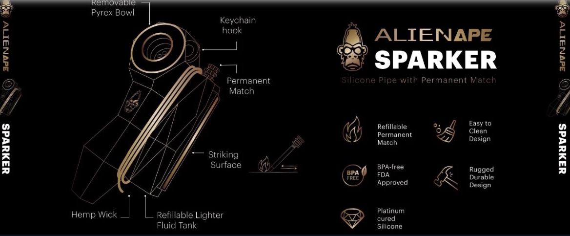 Alien Ape Sparker Silicone Pipe + Match