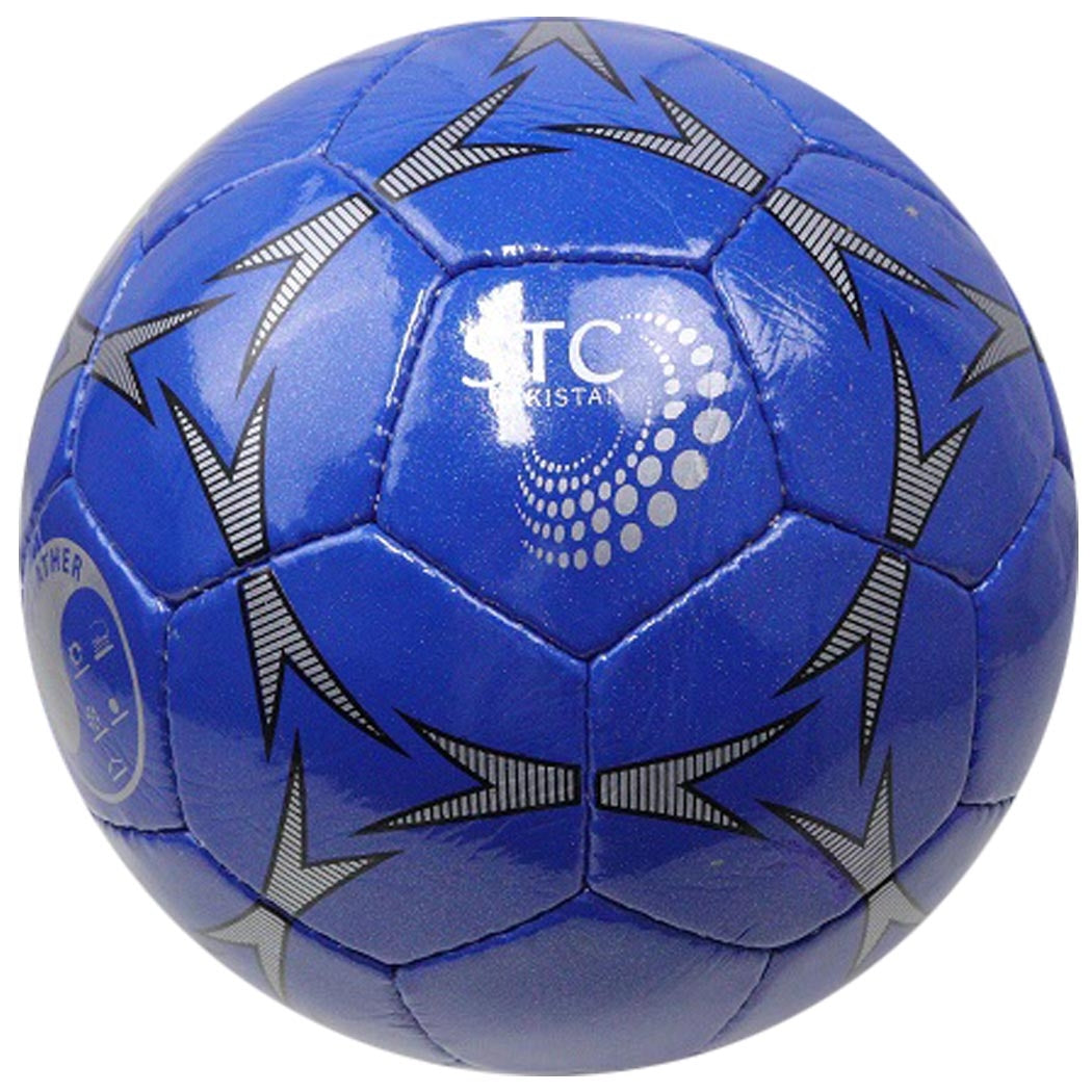 Perrini Sports Indoor Outdoor Blue Soccer Ball With Black & Grey Design Size 5