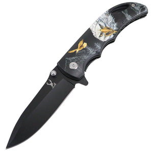 TheBoneEdge 7" Stainless Steel Soaring Eagle Spring Assisted Folding Knife