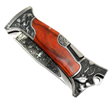 TheBoneEdge 9" Classic Western Folding Knife Stainless Steel Blade Wood Handle