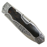 TheBoneEdge 9" Classic Western Folding Knife Stainless Steel Brown Pearl Handle