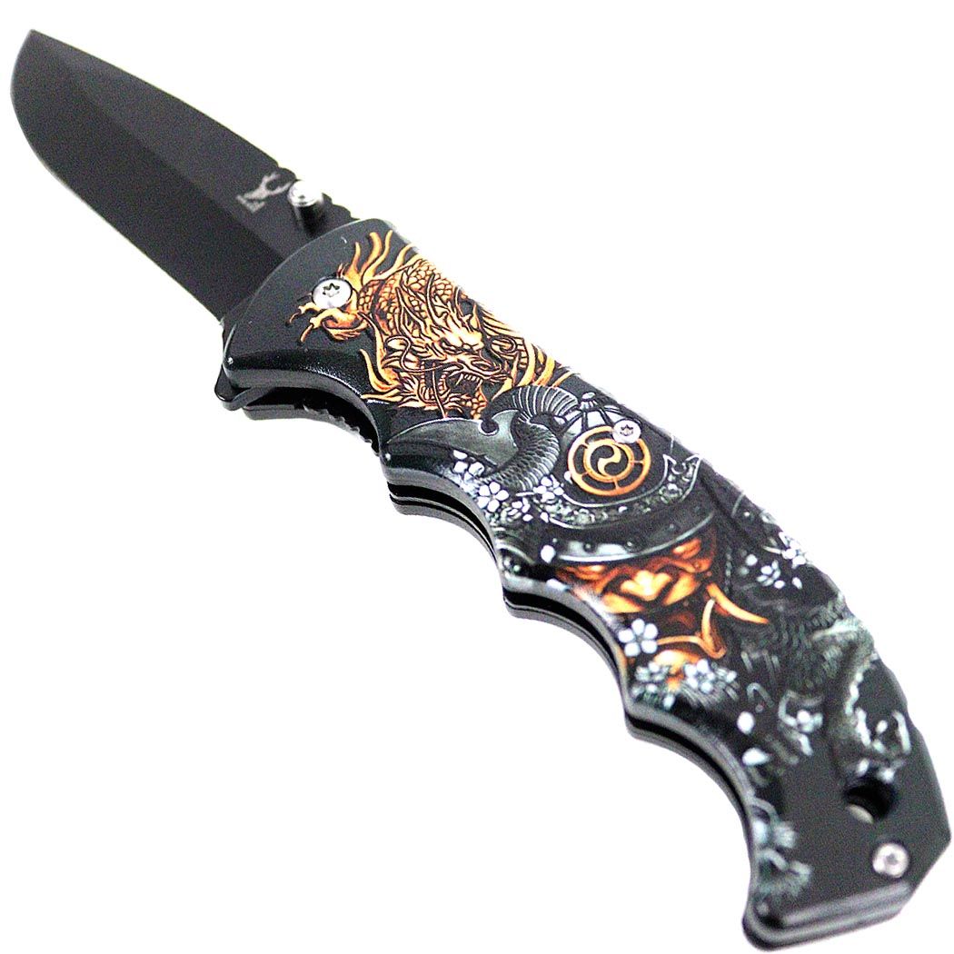 TheBoneEdge Dragon Knight Spring Assisted Folding Knife 8.5" Stainless