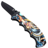 TheBoneEdge Night Dragon Spring Assisted Folding Knife 8.5" Stainless Steel