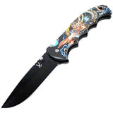 TheBoneEdge Night Dragon Spring Assisted Folding Knife 8.5" Stainless Steel