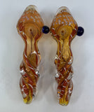 Gold Twisted Glass Hand Pipe