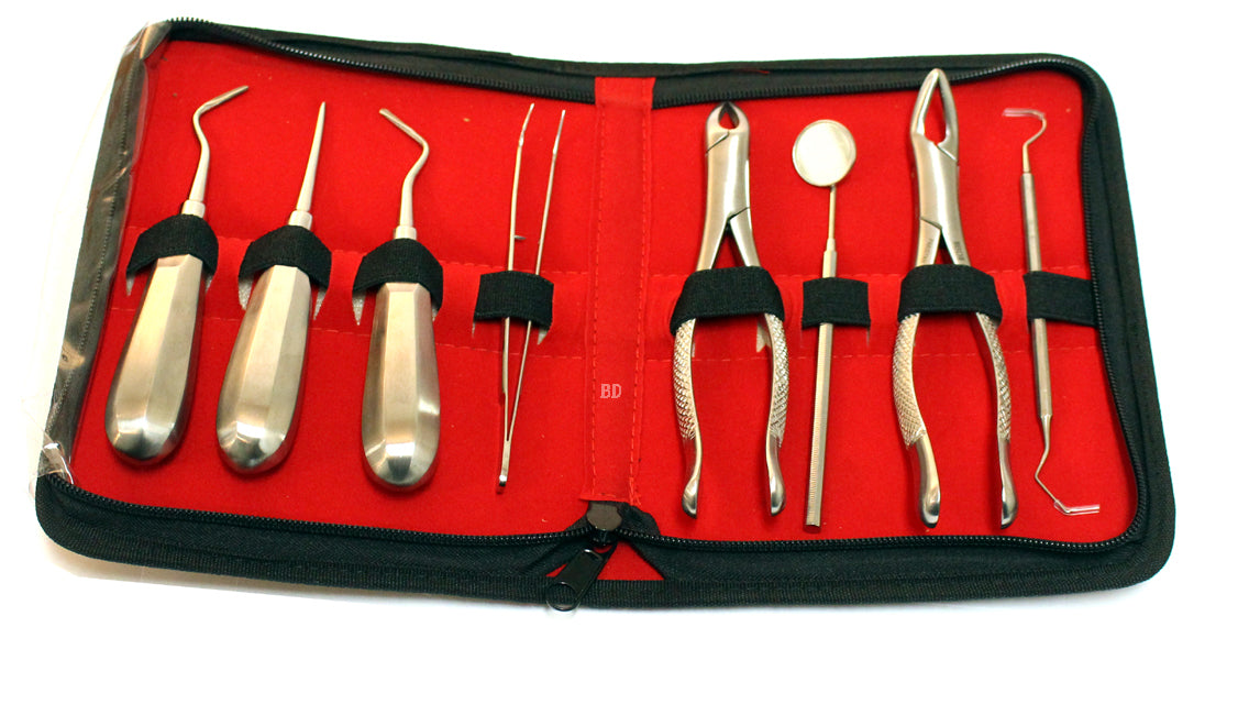 Extracting Forceps Elevators 8 Pc Kit Dental Instruments Stainless Steel