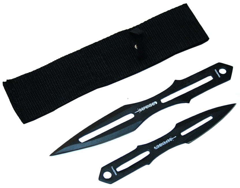 8.5" & 6.5" Black Throwing Knives With Sheath