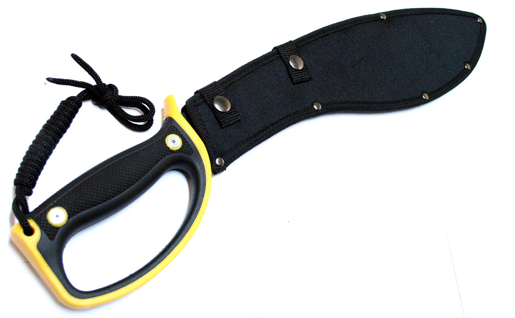 20" Black & Silver Machete with A Black Yellow Handle & Sheath