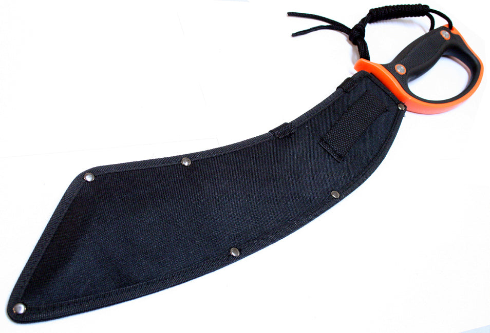 21" Black & Silver Machete with A Black Orange Handle & Sheath