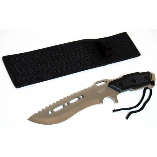 12" Full Tang Silver Combat Ready Hunting Knife With Sheath