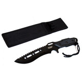 Full Tang 12" Black Blade Combat Ready Hunting Knife With Sheath