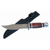 10" Silver Stainless Steel Hunting Knife Wood Handle with Sheath